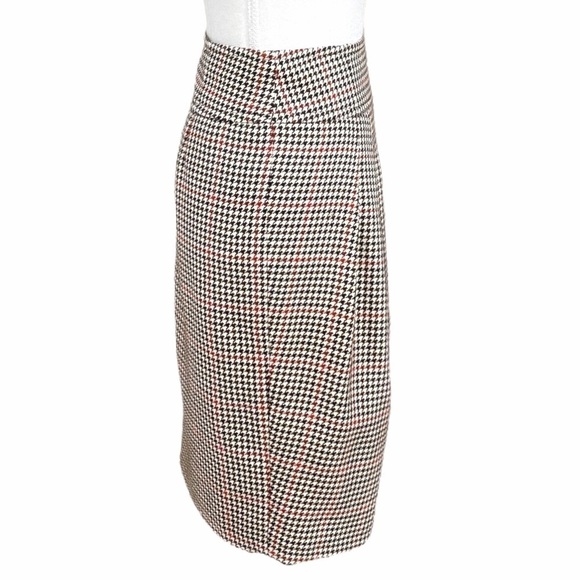 JONES NEW YORK WOOL BLEND HOUNDSTOOTH HIGH RISE PLEATED FORMAL SKIRT - 12 - Picture 3 of 9